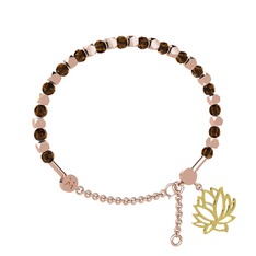 Mitra Lotus Bilezik - Dumanlı kuvars 925 ayar rose altın kaplama gümüş bilezik #hl80z6