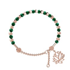 Mitra Lotus Bilezik - Yeşil kuvars 925 ayar rose altın kaplama gümüş bilezik #isllug