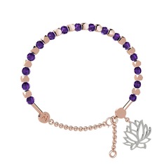 Mitra Lotus Bilezik - Ametist 18 ayar rose altın bilezik #johvt4