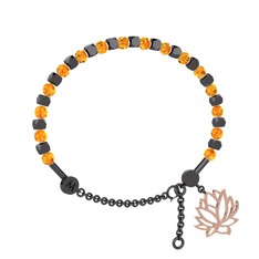 Mitra Lotus Bilezik - Sitrin 925 ayar siyah rodyum kaplama gümüş bilezik #o6r099