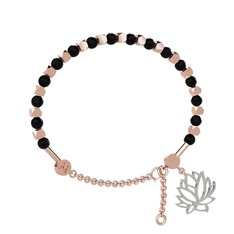 Mitra Lotus Bilezik - Siyah zirkon 14 ayar rose altın bilezik #ok7nue