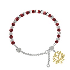 Mitra Lotus Bilezik - Garnet 18 ayar beyaz altın bilezik #qv61y2