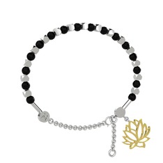 Mitra Lotus Bilezik - Siyah zirkon 8 ayar beyaz altın bilezik #wu7fue