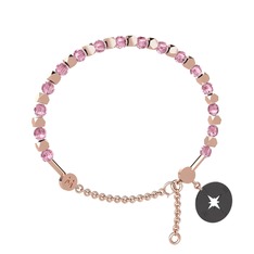 Mitra Pusula Bilezik - Pembe kuvars 925 ayar rose altın kaplama gümüş bilezik #18n7h11