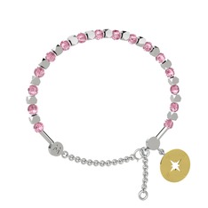 Mitra Pusula Bilezik - Pembe kuvars 8 ayar beyaz altın bilezik #1clne3o