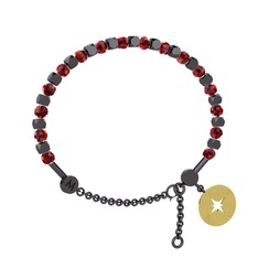 Mitra Pusula Bilezik - Garnet 925 ayar siyah rodyum kaplama gümüş bilezik #1f3u6um