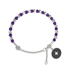 Mitra Pusula Bilezik - Ametist 8 ayar beyaz altın bilezik #1l1itbd