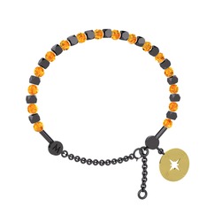 Mitra Pusula Bilezik - Sitrin 925 ayar siyah rodyum kaplama gümüş bilezik #1nk0ose