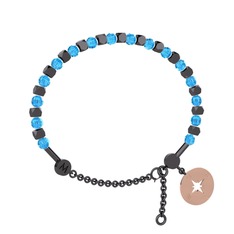 Mitra Pusula Bilezik - Akuamarin 925 ayar siyah rodyum kaplama gümüş bilezik #1xpgass