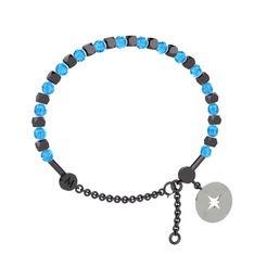 Mitra Pusula Bilezik - Akuamarin 925 ayar siyah rodyum kaplama gümüş bilezik #dj1coh