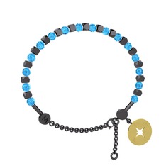 Mitra Pusula Bilezik - Akuamarin 925 ayar siyah rodyum kaplama gümüş bilezik #jwvysn