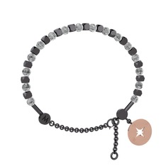 Mitra Pusula Bilezik - Beyaz zirkon 925 ayar siyah rodyum kaplama gümüş bilezik #pgsj9z