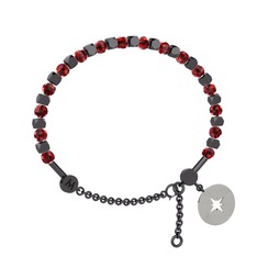 Mitra Pusula Bilezik - Garnet 925 ayar siyah rodyum kaplama gümüş bilezik #qia1ih