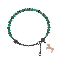 Mitra Unicorn Bilezik - Kök zümrüt 925 ayar siyah rodyum kaplama gümüş bilezik #119gb8d