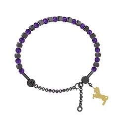 Mitra Unicorn Bilezik - Ametist 925 ayar siyah rodyum kaplama gümüş bilezik #31wk7m