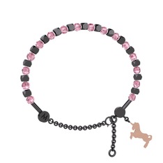 Mitra Unicorn Bilezik - Pembe kuvars 925 ayar siyah rodyum kaplama gümüş bilezik #3xr9xh
