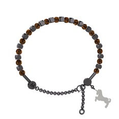 Mitra Unicorn Bilezik - Dumanlı kuvars 925 ayar siyah rodyum kaplama gümüş bilezik #7394ka