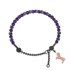 Mitra Unicorn Bilezik - Ametist 925 ayar siyah rodyum kaplama gümüş bilezik #7z6c69