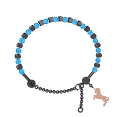 Mitra Unicorn Bilezik - Akuamarin 925 ayar siyah rodyum kaplama gümüş bilezik #dda68q