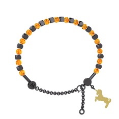 Mitra Unicorn Bilezik - Sitrin 925 ayar siyah rodyum kaplama gümüş bilezik #hj06xs