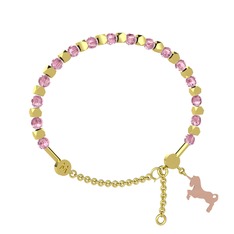 Mitra Unicorn Bilezik - Pembe kuvars 925 ayar altın kaplama gümüş bilezik #o346ow