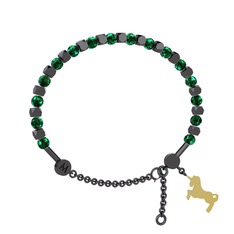 Mitra Unicorn Bilezik - Yeşil kuvars 925 ayar siyah rodyum kaplama gümüş bilezik #xha8m4