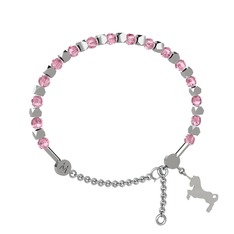Mitra Unicorn Bilezik - Pembe kuvars 14 ayar beyaz altın bilezik #xr9n2