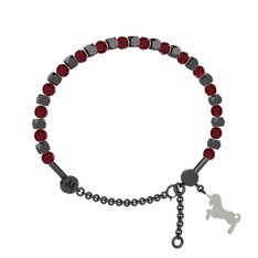 Mitra Unicorn Bilezik - Kök yakut 925 ayar siyah rodyum kaplama gümüş bilezik #yhb70j