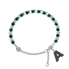 Mitra Harf Bilezik - Yeşil kuvars 8 ayar beyaz altın bilezik #1ai5ubj