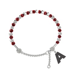 Mitra Harf Bilezik - Garnet 18 ayar beyaz altın bilezik #1gto6ev