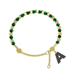 Mitra Harf Bilezik - Yeşil kuvars 14 ayar altın bilezik #1j2lcbt