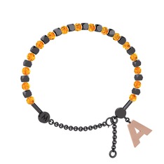 Mitra Harf Bilezik - Sitrin 925 ayar siyah rodyum kaplama gümüş bilezik #1nkasmy