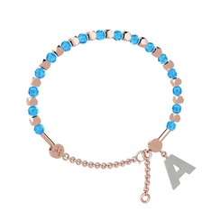 Mitra Harf Bilezik - Akuamarin 14 ayar rose altın bilezik #1u0zegl