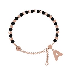Mitra Harf Bilezik - Siyah zirkon 18 ayar rose altın bilezik #1xl03wt