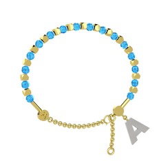 Mitra Harf Bilezik - Akuamarin 18 ayar altın bilezik #2aoj0y