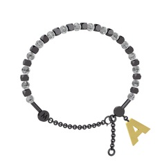 Mitra Harf Bilezik - Beyaz zirkon 925 ayar siyah rodyum kaplama gümüş bilezik #2n6ieh