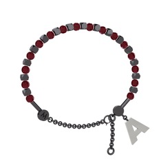 Mitra Harf Bilezik - Kök yakut 925 ayar siyah rodyum kaplama gümüş bilezik #53by6u