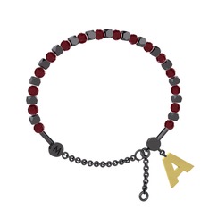 Mitra Harf Bilezik - Kök yakut 925 ayar siyah rodyum kaplama gümüş bilezik #7qxpfh