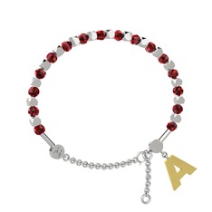 Garnet 14 ayar beyaz altın bilezik