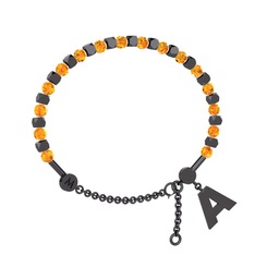 Mitra Harf Bilezik - Sitrin 925 ayar siyah rodyum kaplama gümüş bilezik #bcmkup