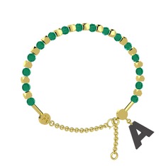 Mitra Harf Bilezik - Kök zümrüt 8 ayar altın bilezik #by29gd