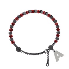 Mitra Harf Bilezik - Garnet 925 ayar siyah rodyum kaplama gümüş bilezik #o02zx7
