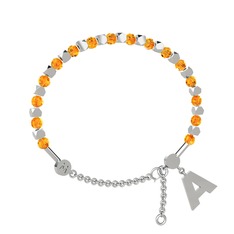 Mitra Harf Bilezik - Sitrin 14 ayar beyaz altın bilezik #p9cy7b