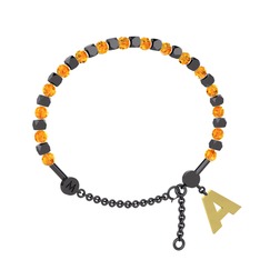 Mitra Harf Bilezik - Sitrin 925 ayar siyah rodyum kaplama gümüş bilezik #qm9zt3