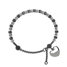 Mitra Kalp Bilezik - Beyaz zirkon 925 ayar siyah rodyum kaplama gümüş bilezik #112ugqo