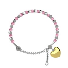 Mitra Kalp Bilezik - Pembe kuvars 18 ayar beyaz altın bilezik #194grv1