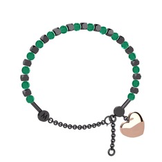 Mitra Kalp Bilezik - Kök zümrüt 925 ayar siyah rodyum kaplama gümüş bilezik #1biyr7b