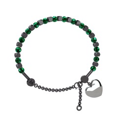 Mitra Kalp Bilezik - Yeşil kuvars 925 ayar siyah rodyum kaplama gümüş bilezik #1dbxfw5
