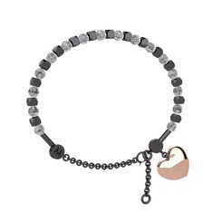 Mitra Kalp Bilezik - Beyaz zirkon 925 ayar siyah rodyum kaplama gümüş bilezik #1lim627