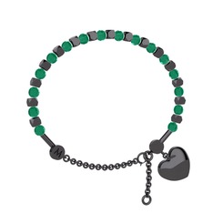 Mitra Kalp Bilezik - Kök zümrüt 925 ayar siyah rodyum kaplama gümüş bilezik #1ost7so